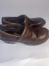 b.o.c Born Concept Women  s Leather Clogs Brown Slip-On Comfort Shoes Size 8 / 39