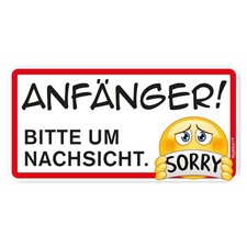 Fahrzeug-Aufkleber Anfänger! Bitte um Nachsicht. Sorry I 20 x 10 cm I kfz_663