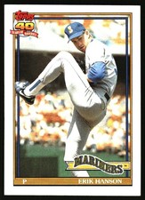 1991 Topps Baseball Erik Hanson #655 Seattle Mariners