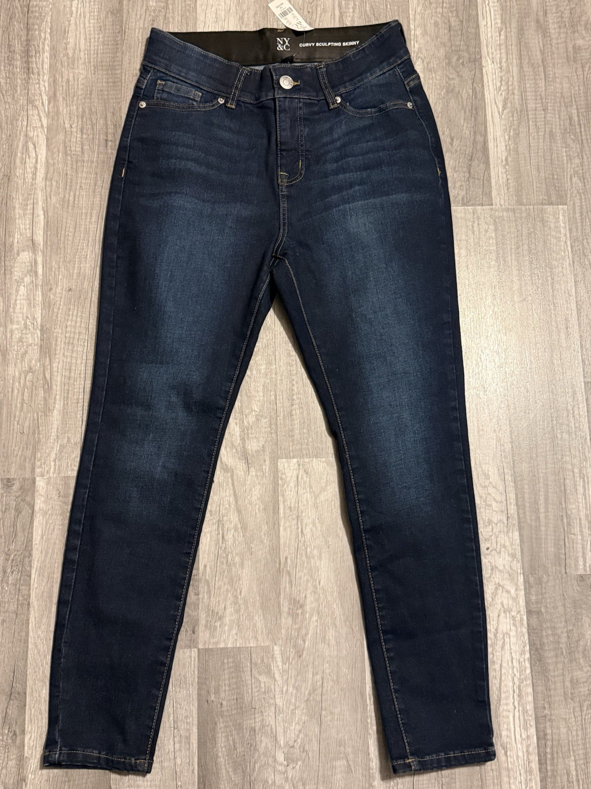 Womens 12 Petite Blue Denim Dark Wash Curvy Skinny Straight