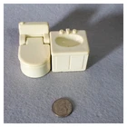 Vintage Fisher Price Little People White Toilet and Bathroom Sink #909 Vtg