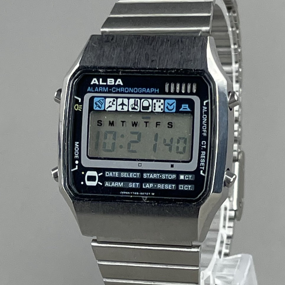 Digital ALBA Mens 32mm Vintage Alarm SEIKO Watch Y749-5070 Chronograph - vintagewatches.pk