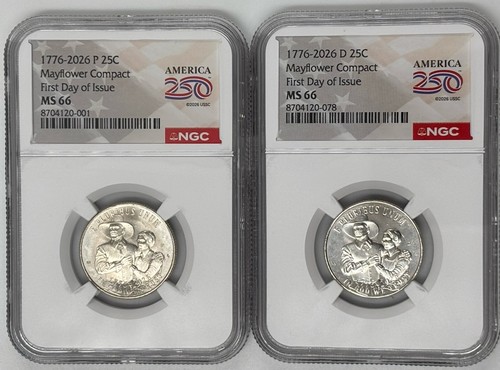 2026 P D Mayflower Compact NGC MS 66 250TH SEMI-Q 🔥 FIRST DAY OF ISSUE🔥