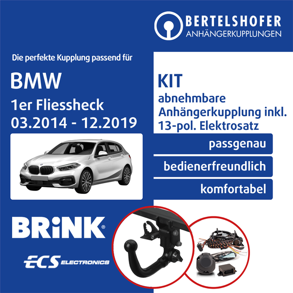 FüR BMW 1Er Fliessheck Typ F20/F21 03.2014-12.2019 AHK Abn +13Pol Spez E-Satz-image