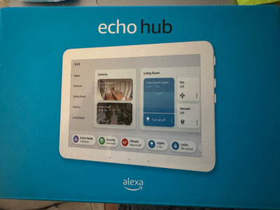 Alexa Echo Hub, 2 Amazon Smart Plugs, 4 Amazon Basic  Light bulbs w/ Alexa.  New