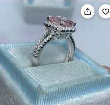 Pink Morganite Ring, Cushion Cut Morganite Engagement Ring, White Gold Morganite