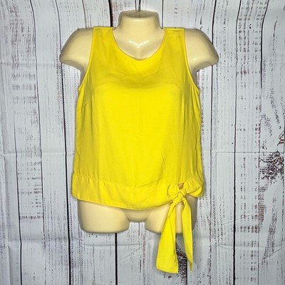 Talbots Petites NWT Size 2P Bright Yellow Tie Hemline Tank Top Blouse