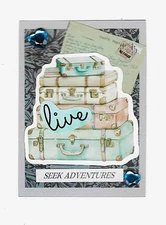 ACEO Art Trading Card ATC Original Collage OOAK Suitcases Travel Seek Adventures