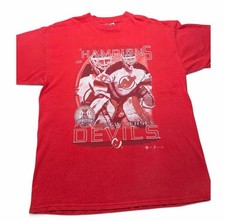 Vintage NEW JERSEY DEVILS XL 2000 Eastern Champ Martin Brodeur Shirt Player Tee