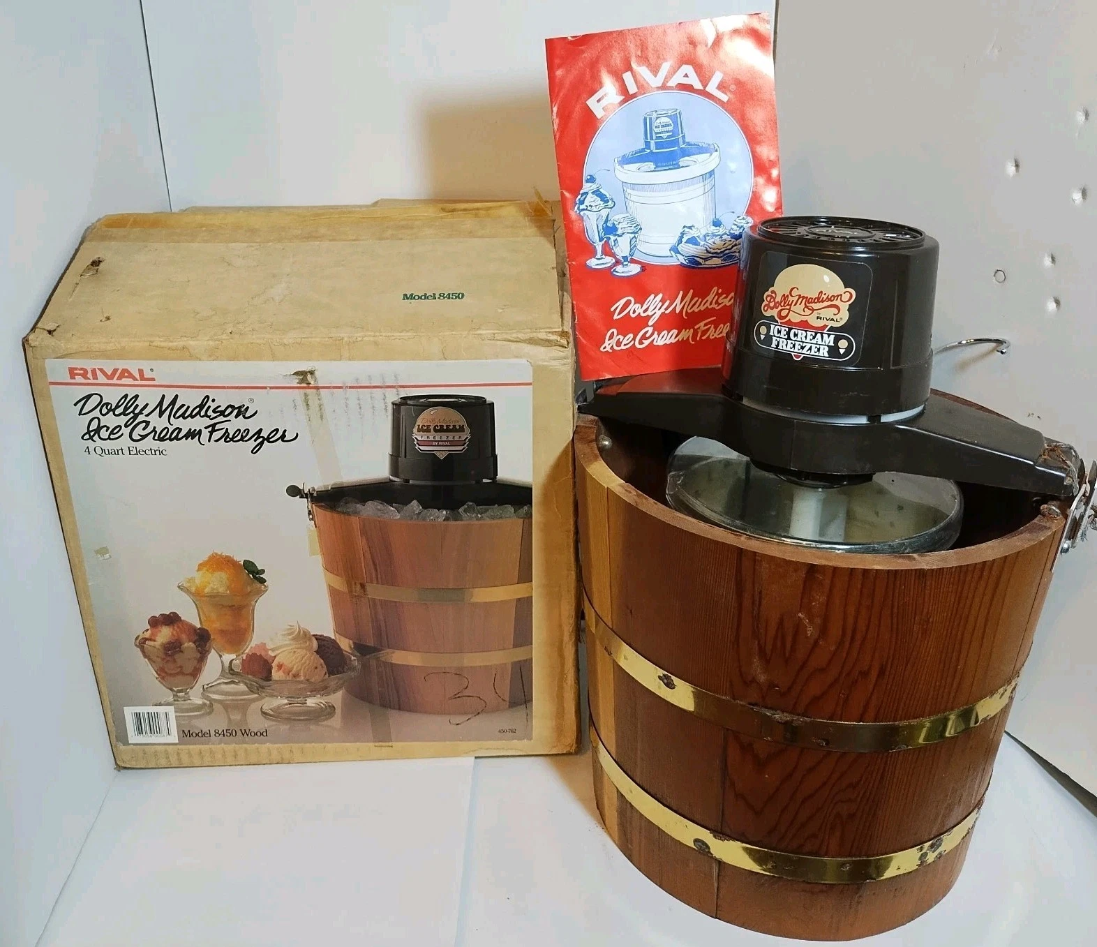 Rival Dolly Madison 4 Qt 8450 Wood Electric Ice Cream Maker Tested & Working