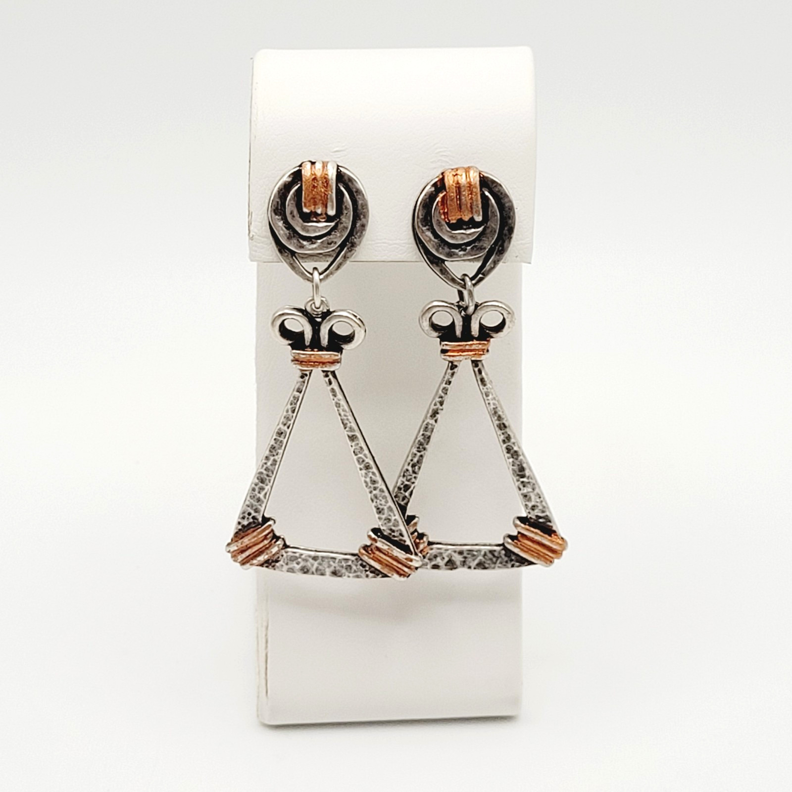 Triangle Shape Geometric Hammered Dimpled Copper … - image 18