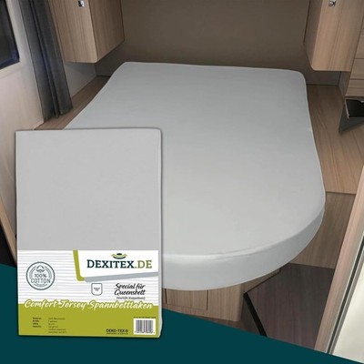 Spannbettlaken Wohnmobil Queensbett 130-160x200 Grau Jersey MultiFit Wohnwagen