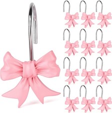 12pcs Bow Knot Shower Curtain Hooks,Home Decorative Shower Curtain Rings for