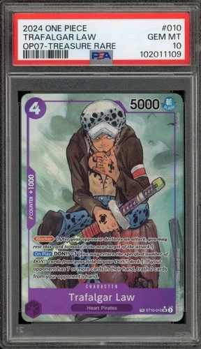 One Piece CCG Trafalgar Law Treasure Rare ST10-010 PSA 10 Gem Mint