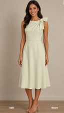 Eliza J Pastel Green Bow Shoulder Sleeveless Fit & Flare Midi Dress Pockets 8