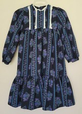 Vtg Tracy Sue Girls Prairie Dress Sz 7-9  Years Tiered Floral Cottage Boho 70s