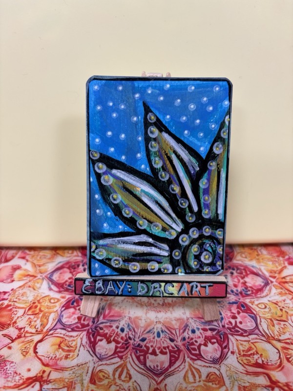 ACEO original artwork, acrylic flower, floral, signed DRC Art free shipping