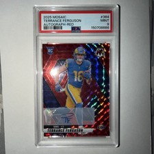 2025 Mosaic Terrance Ferguson Red Prizm Rookie Auto #'D 70/199 #364 PSA 9 RAMS