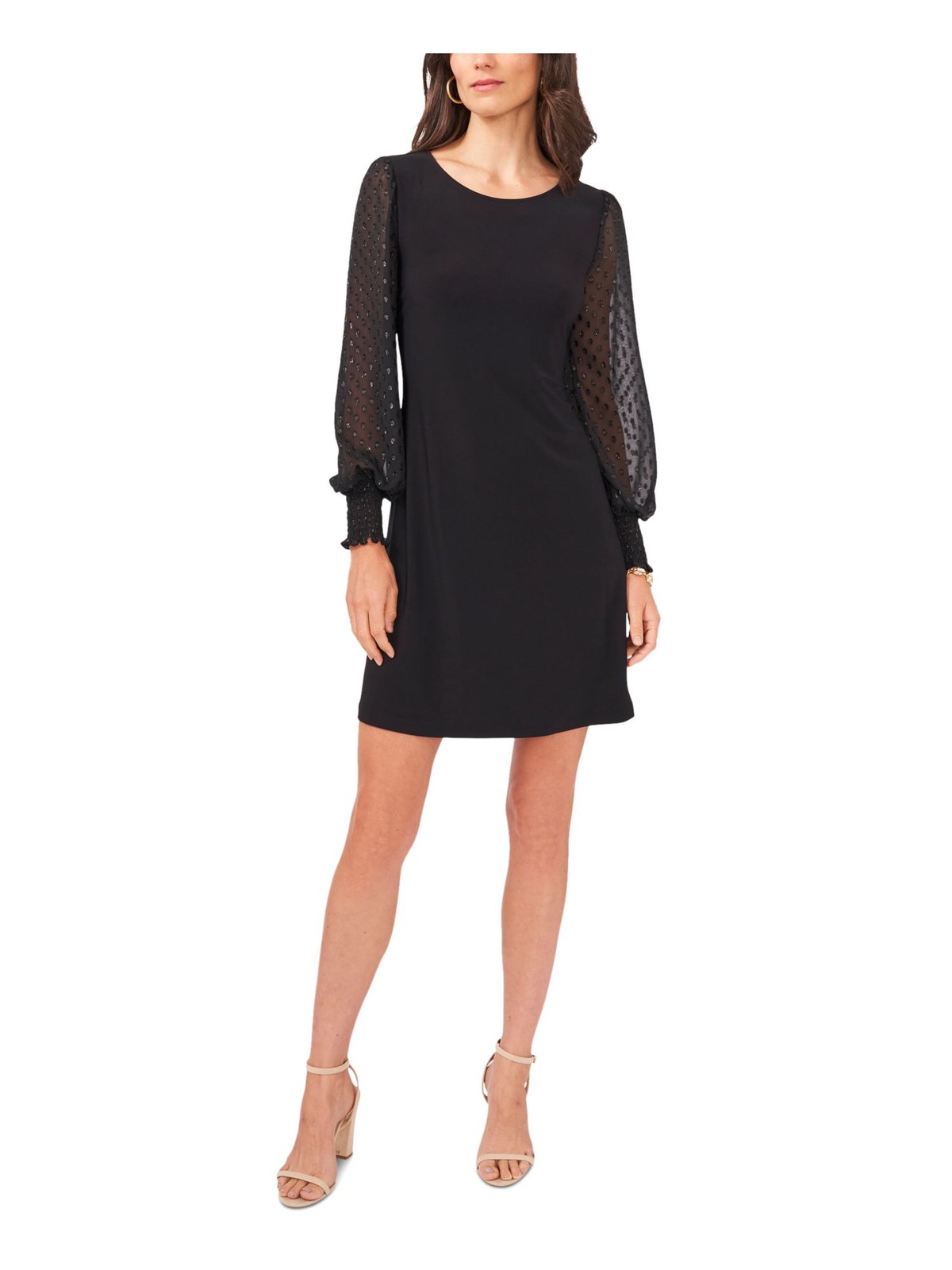 MSK PETITES Женское черное платье-сорочка с коротким рукавом и круглым вырезом Petites PS