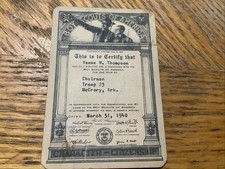 1940 Boy Scout Scoutmaster Certification Card Troop 23 McCrory, Arkansas