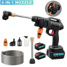 21V Cordless Car High Pressure Washer Jet Rechargeable Cleaner Gun +2 Battery