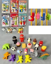 Vintage 90s Mixed Lot of 65 NEW Novelty Rubber Pencil Erasers Mini Kitchen Tools