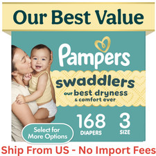 SALE Pampers Swaddlers Fragrance Free Baby Diapers Size 3, 168 Count, Free Ship