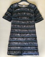 Next Ladies Sequin Dress Size 8 (L=33”) Black & Nude… Excellent Condition