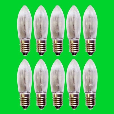 10 x Topkerze, Spitzkerze E10, geriffelt, 46 Volt, 3 Watt, E10