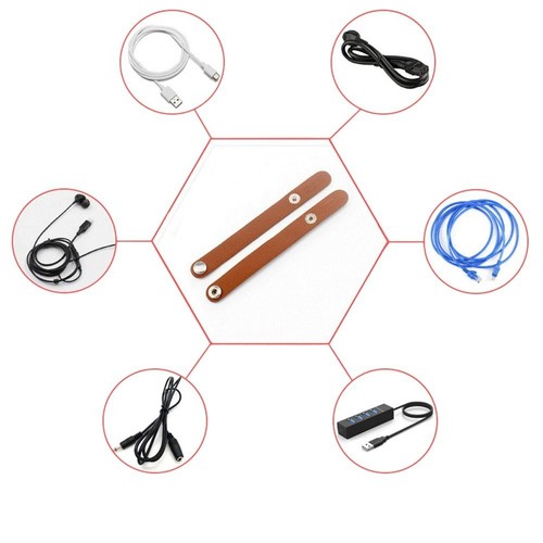 10Pcs/Pack Wrap Cord Keeper PU Leather Cable Straps Wrap Headphone - Afbeelding 6 van 12