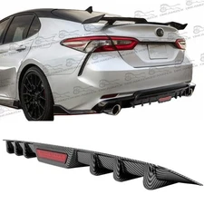 Carbon Fiber Style Rear Diffuser Lower Bumper 6-Fins For Toyota Camry SE XSE LE