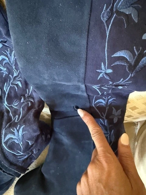 womens Kenneth Cole blue embroidered suade leather BOOTS Claire over the knee - Image 4 of 4