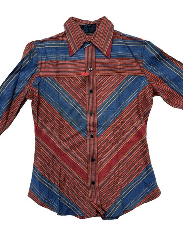Vintage 70s Devil Shirt Co. Mens Medium Sheer Woven Gauze Mesh Cotton Camp - Picture 2 of 11