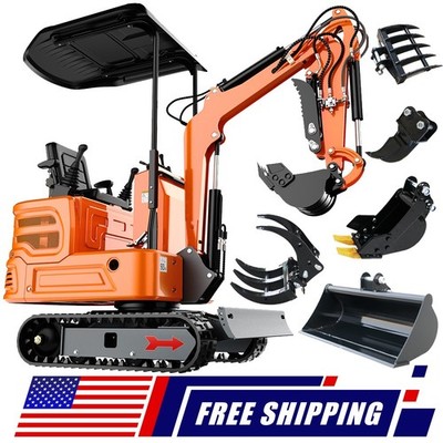 1Ton Mini Excavators 13.5HP B&S Crawler Tracked Digger 5Attachments FREE SHIPING