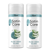 2x Gillette Satin Care SENSITIVE Aloe Vera Women's Body Shaving Gel 75ml