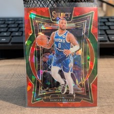 Panini 2024-25 Select Damian Lillard #55 Red Cracked Ice Prizm Concourse Bucks