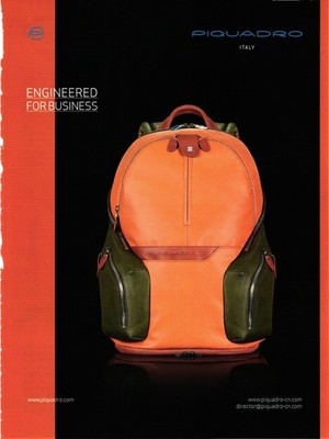 2015 Print Ad Piquardo Italy Engineered For Business Orange Leather Backpack 226