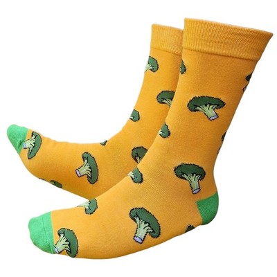 Broccoli Veg Healthy Eating Lovers Ladies Sock Shack Yellow Socks One Pair