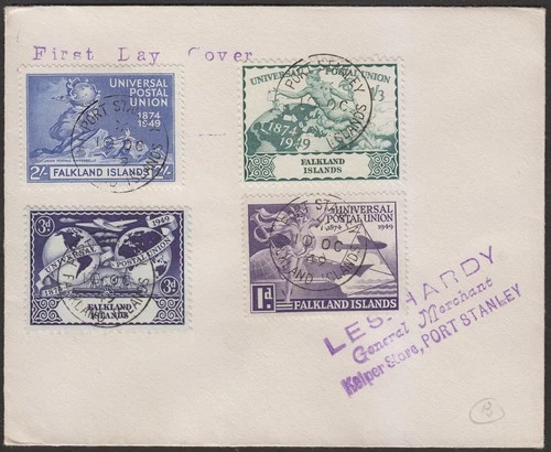 Falkland Islands 1949 KGVI 75th Anniv of UPU First Day Cover Used