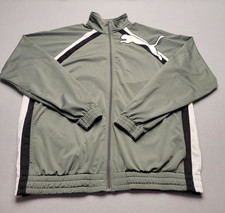 Puma Men's Sport Lifestyle Full Zip Sage Green Track Jacket Big Logo Size XL