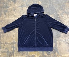 Vintage Juicy Couture Terry Cloth Zip Hoodie Blue 2X Y2K Made in USA