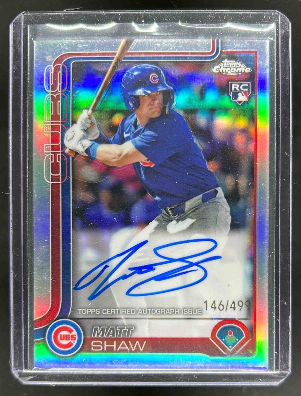 2025 Topps Chrome Matt Shaw Rookie Auto RC Refractor Rookie #146/499 Cubs