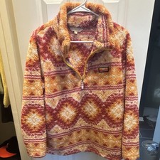Simply Southern Women s Aztec Geometric Fleece 1/4 Zip Mock Neck Sweatshirt S