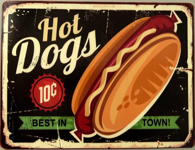 Blechschild Hot Dogs Beste in Town Fastfood Burger Gastro Küche 25x33cm