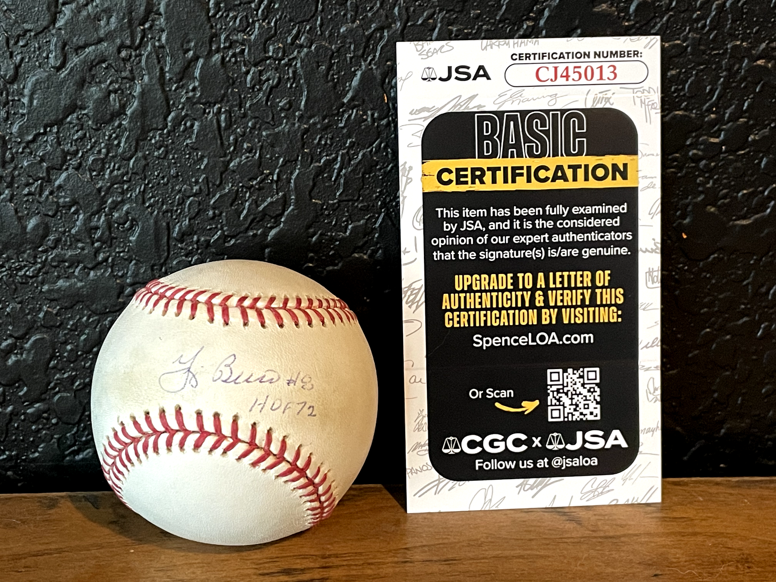 Yogi Berra Autographed Signed "HOF '72" Official Major League Baseball JSA 