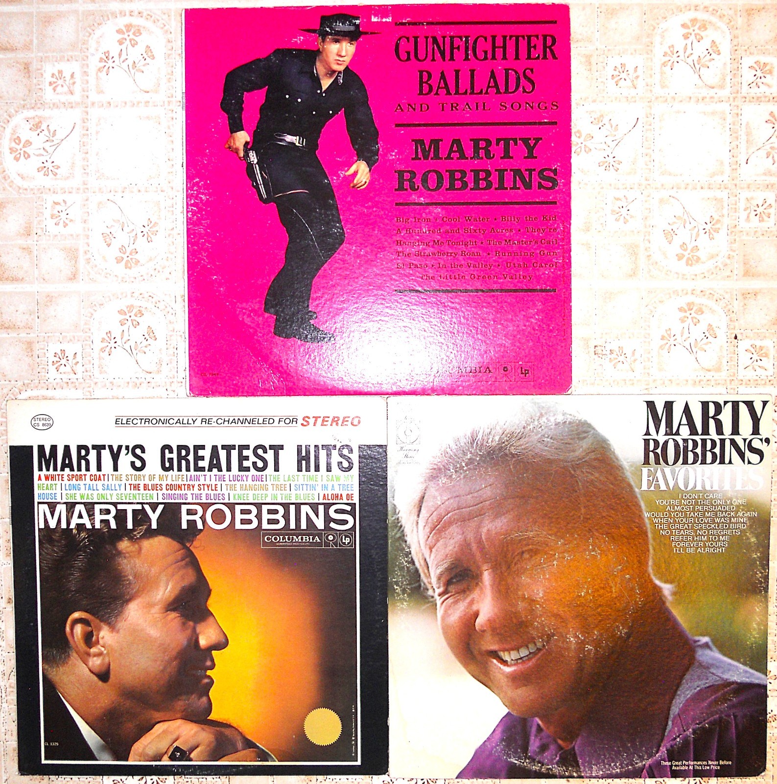 Marty Robbins, 3 Vinyl Record Lot, All LP, 2 US 1st Press, Gunfighter Ballads