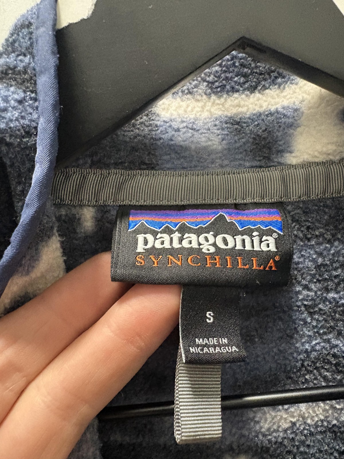 Patagonia Jacket Mens Small Blue Synchilla Fleece Snap Pullover Aztec Pattern thumbnail 4