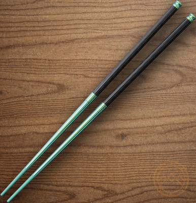 Spartan Blades Titanium Chopsticks Green w/Carbon Fiber Handles Breakdown Design
