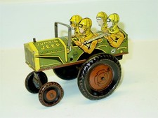 Vintage Marx Jumpin Jeep, Tin Litho Wind Up Toy, Army-Soldiers, Works