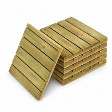 Wooden Decking Tiles Interlocking Outdoor Patio Floor Garden Non-Slip Wood Slabs